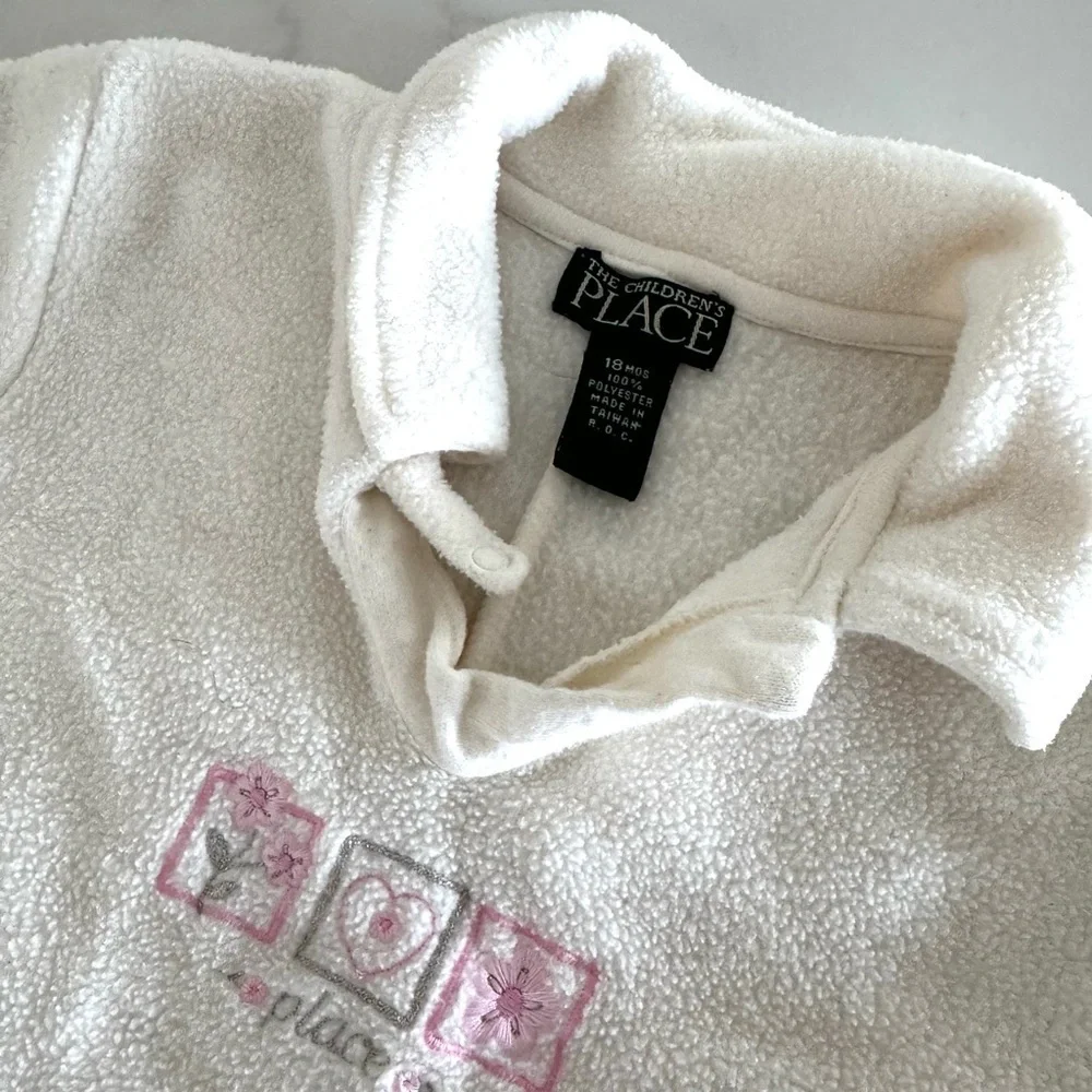 Vintage The Children’s Place Baby Fleece One Piece | 18M Cream Romper